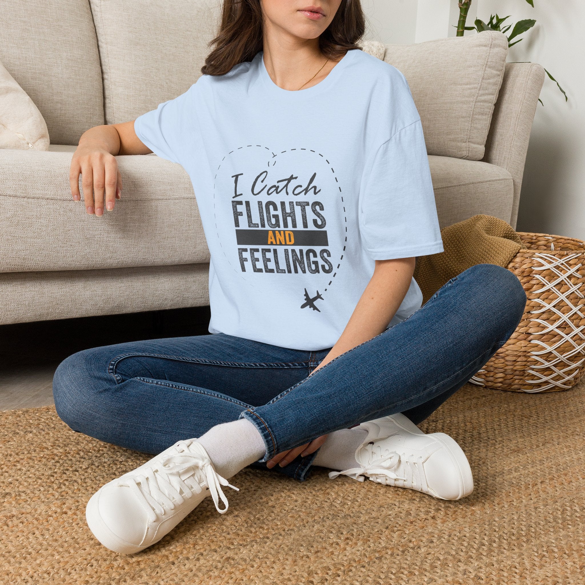 I Catch Flights and Feelings T-Shirt – Travel Quote Tee for Travelers